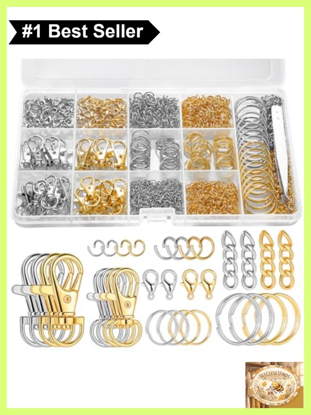 1130pc Keychain Making Kit Jump Rings Jewelry DIY Supplies